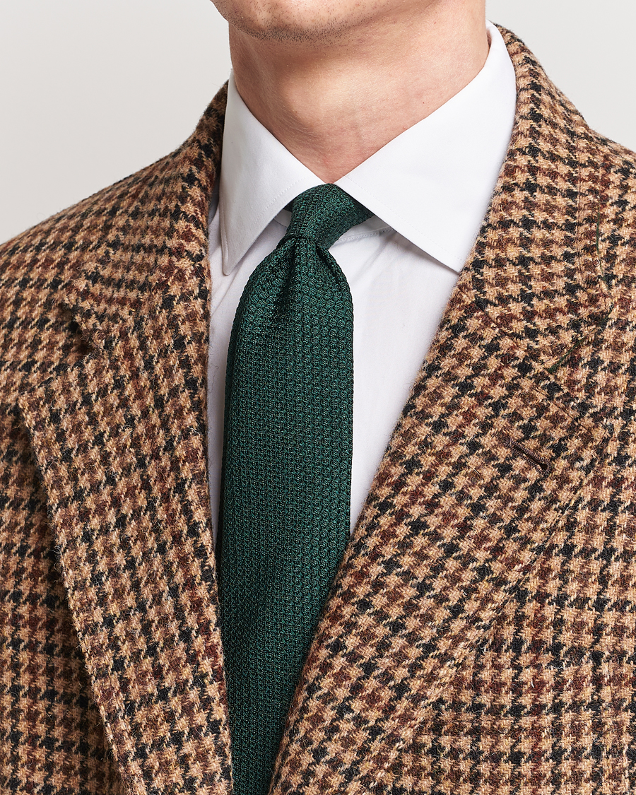 Men | Formal Wear | Drake's | Silk Grenadine Handrolled 8 cm Tie Green