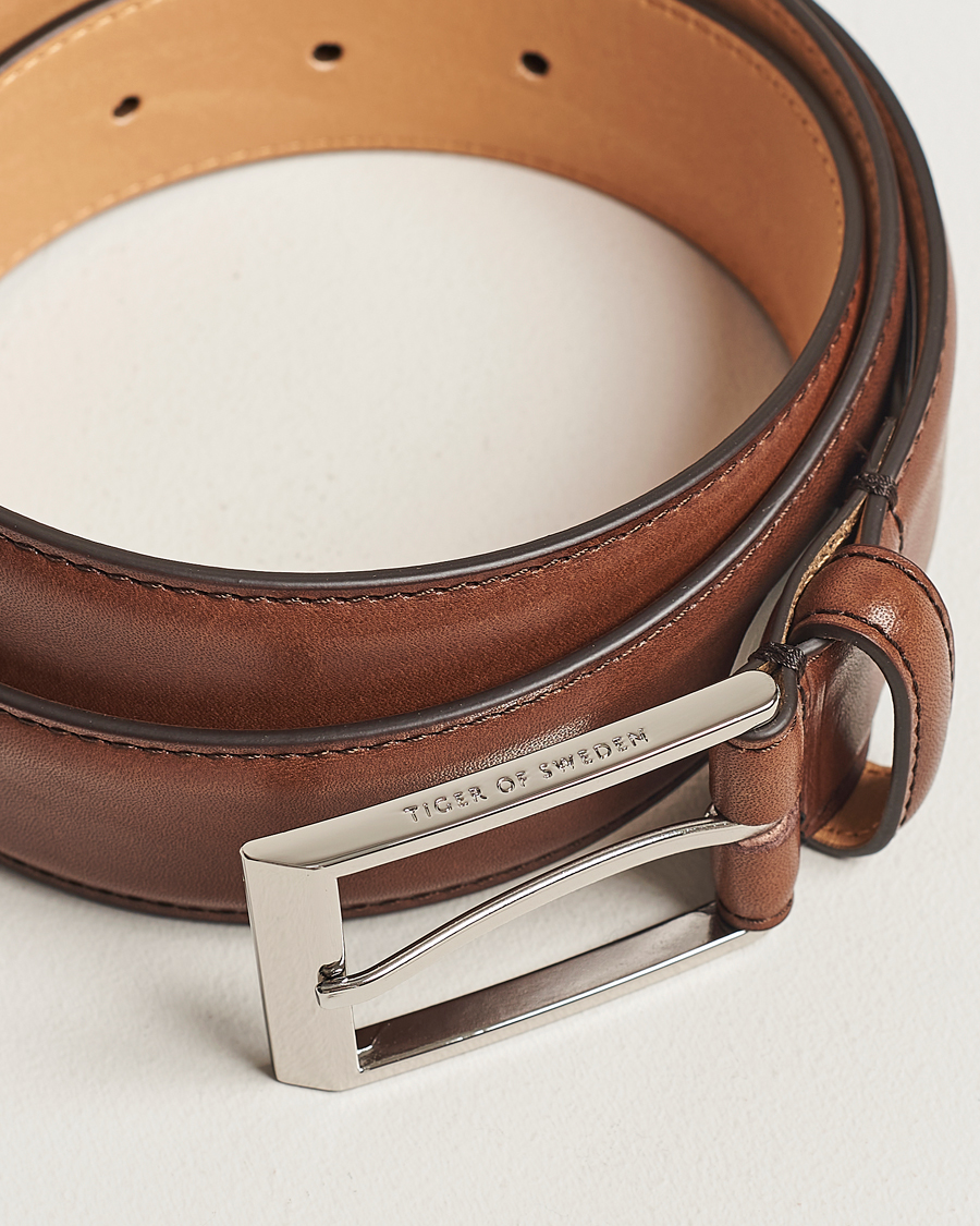 Men | Departments | Tiger of Sweden | Helmi Leather 3,5 cm Belt Brown