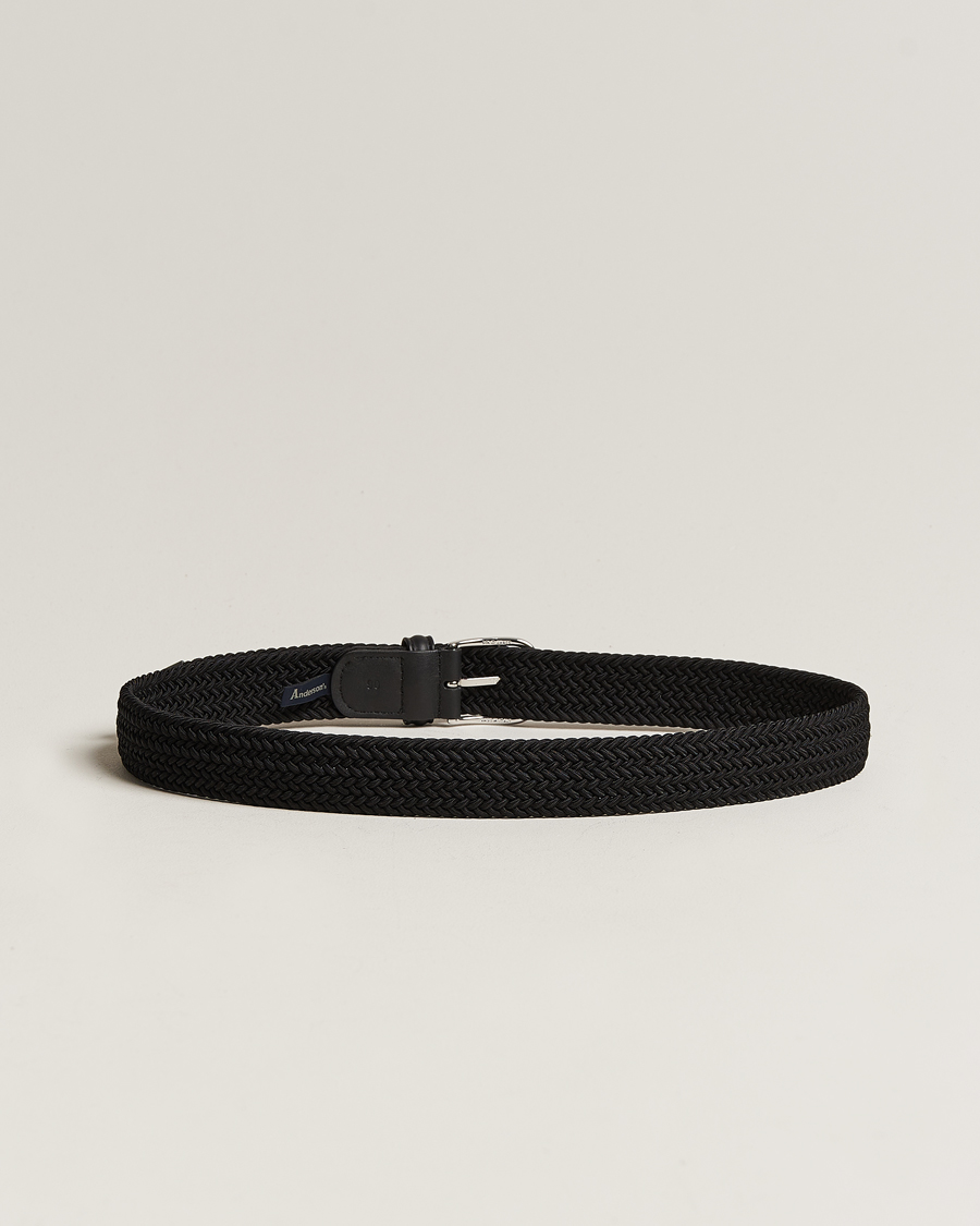 Men | Anderson's | Anderson\'s | Stretch Woven 3,5 cm Belt Black