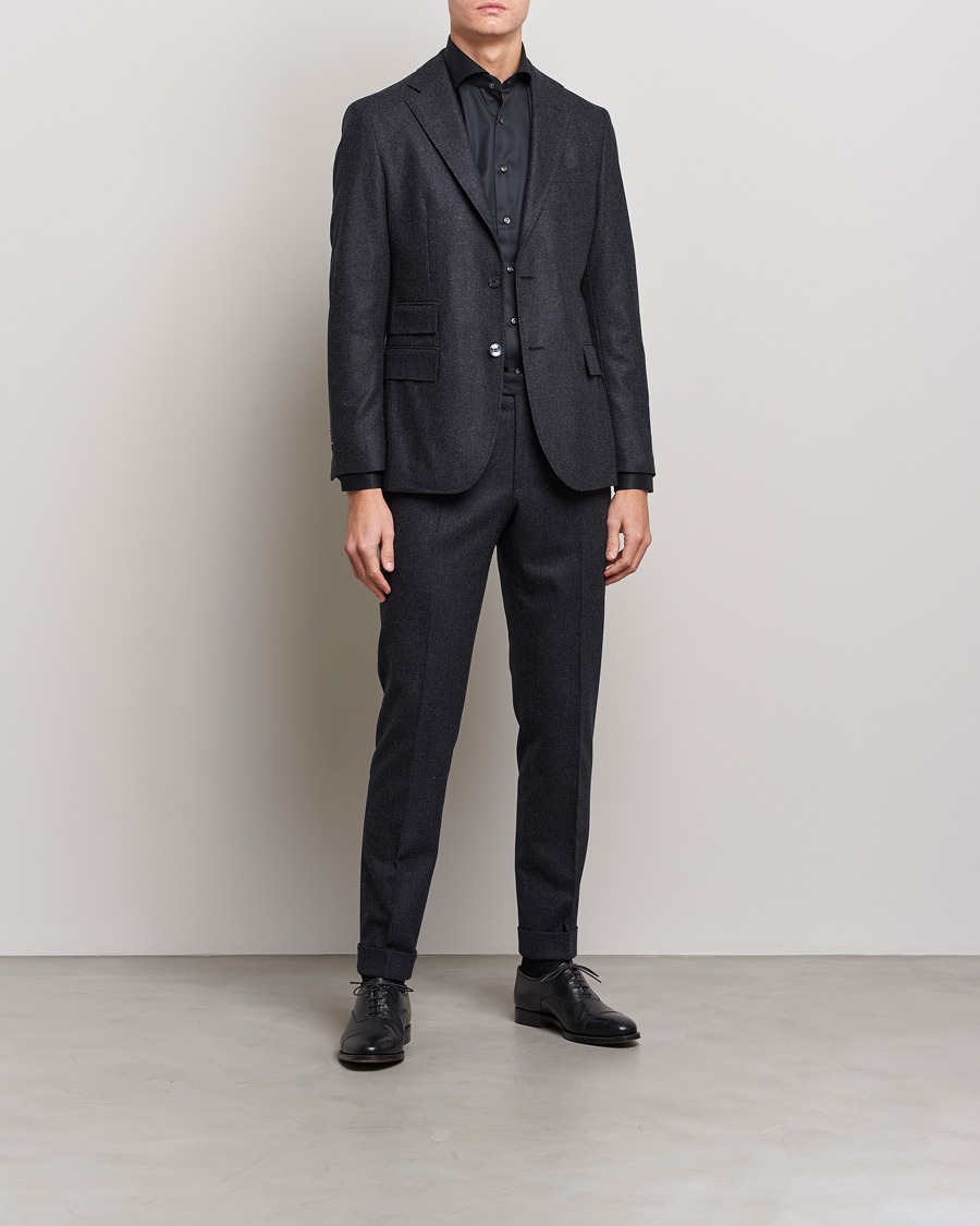 Men | Clothing | Stenströms | Fitted Body Contrast Shirt Black