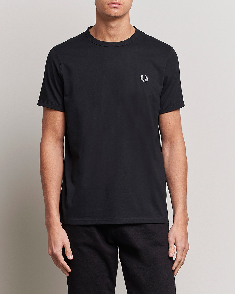 Men | Clothing | Fred Perry | Ringer Crew Neck Tee Black