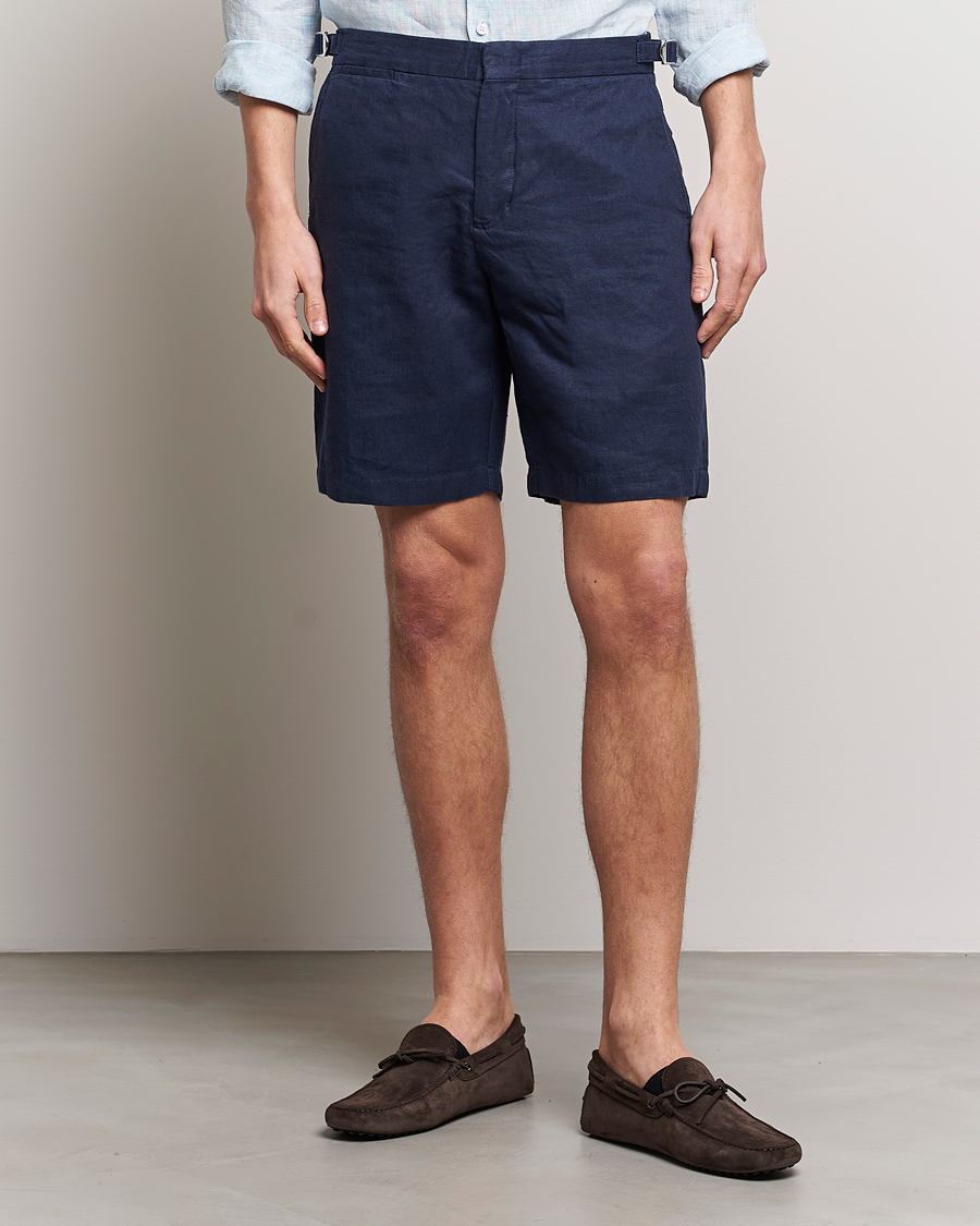 Men | Clothing | Orlebar Brown | Norwich Linen Shorts Navy