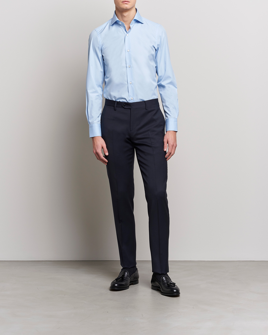 Men | Business Shirts | Finamore Napoli | Milano Slim Fit Classic Shirt Light Blue