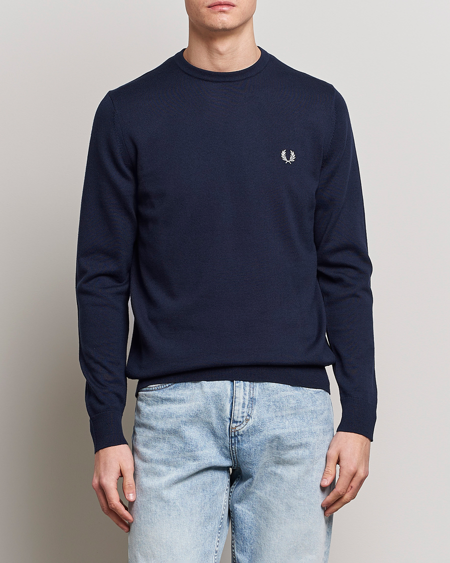 Men | Clothing | Fred Perry | Classic Crew Neck Jumper Navy