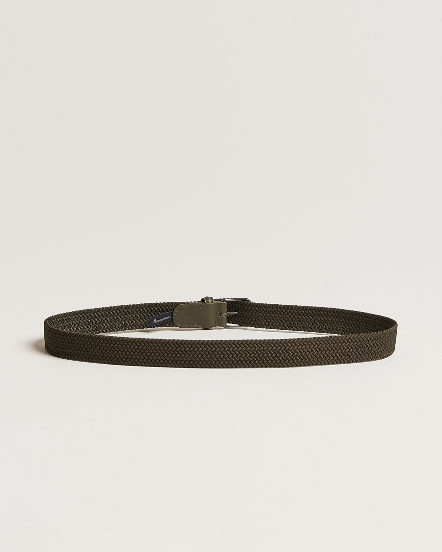 Men |  | Anderson\'s | Elastic Woven 3 cm Belt Military Green