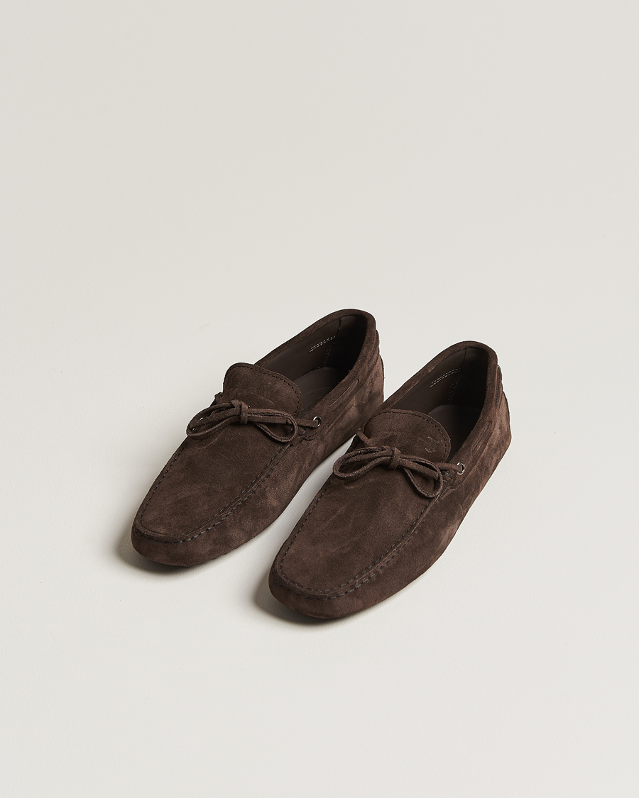 Men | Shoes | Tod\'s | Lacetto Gommino Carshoe Dark Brown Suede