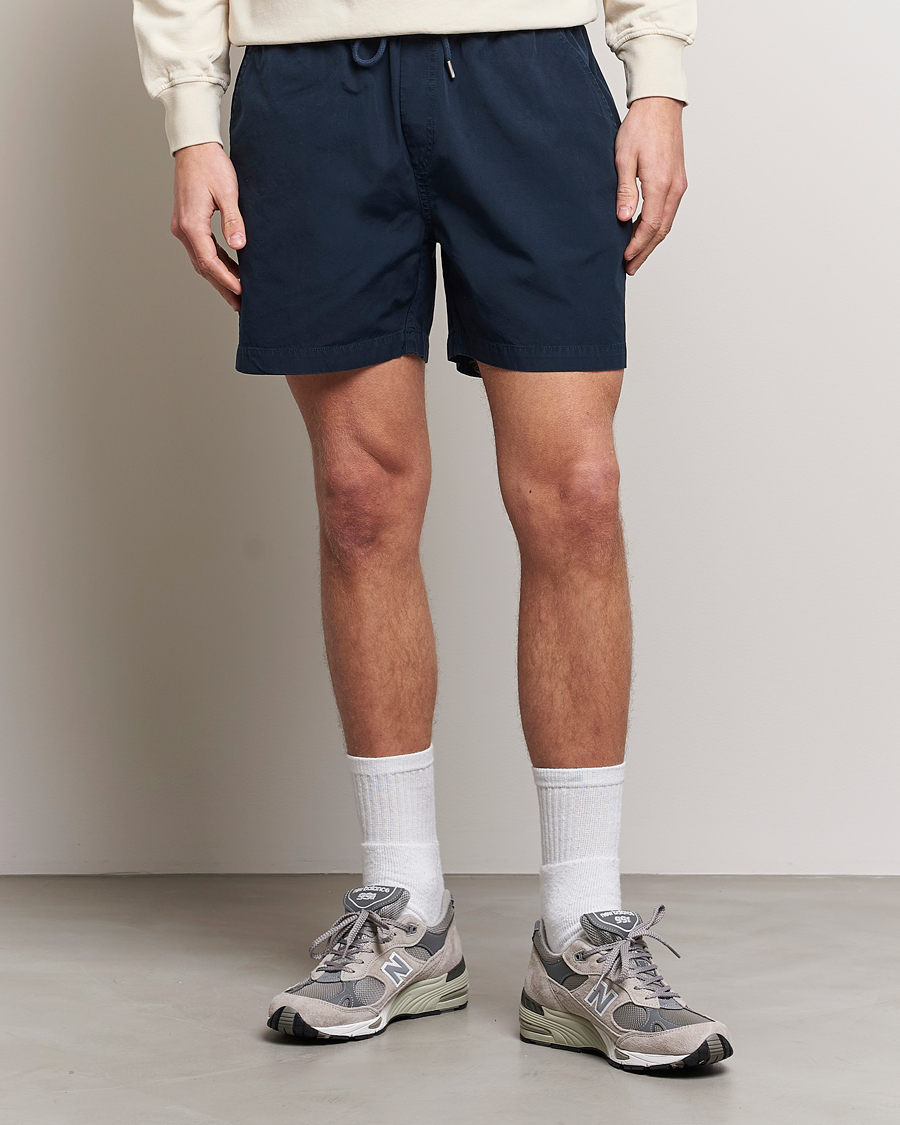 Men | Departments | Colorful Standard | Classic Organic Twill Drawstring Shorts Navy Blue