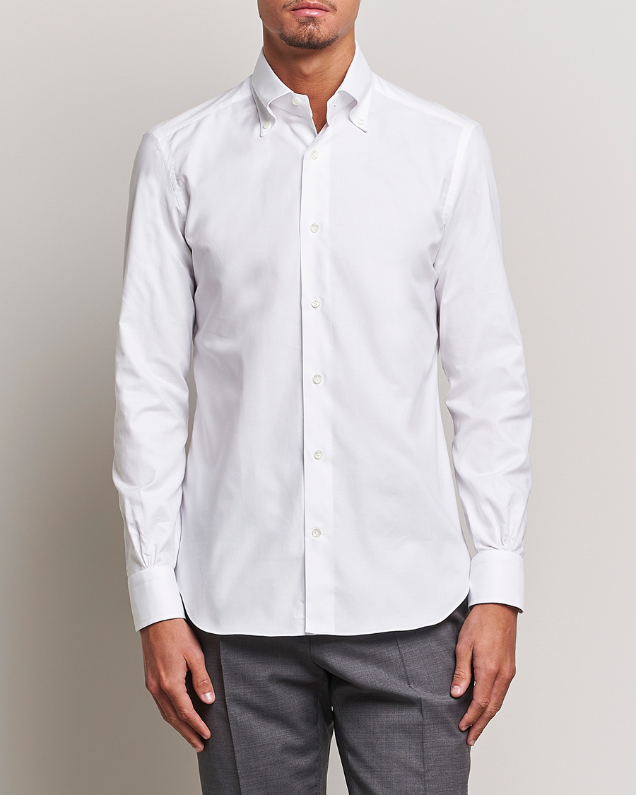 Men | Formal Wear | Mazzarelli | Soft Oxford Button Down Shirt White