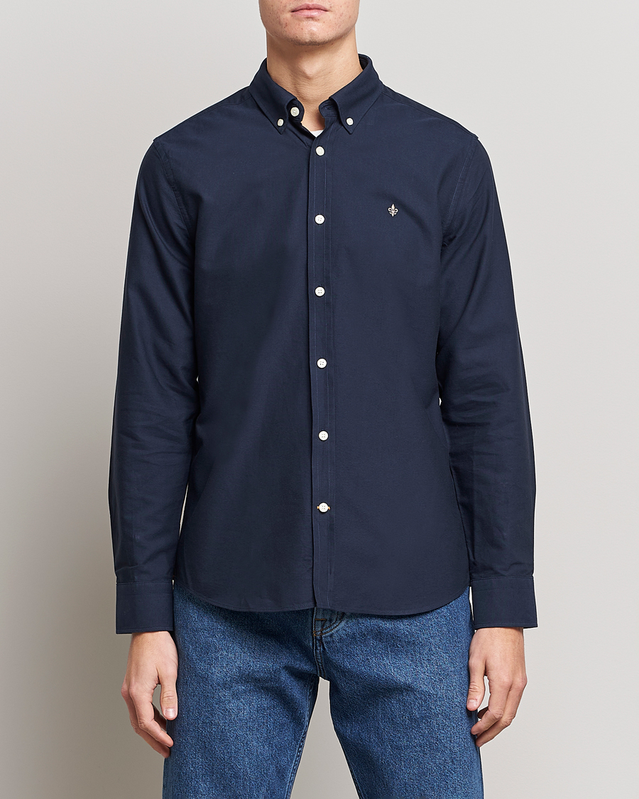 Men | Morris | Morris | Oxford Button Down Cotton Shirt Navy