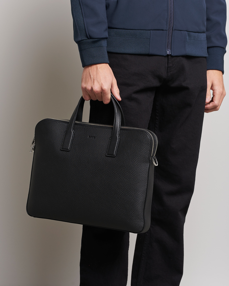 Men | Bags | BOSS BLACK | Crosstown Slim Computer Leather Bag Black