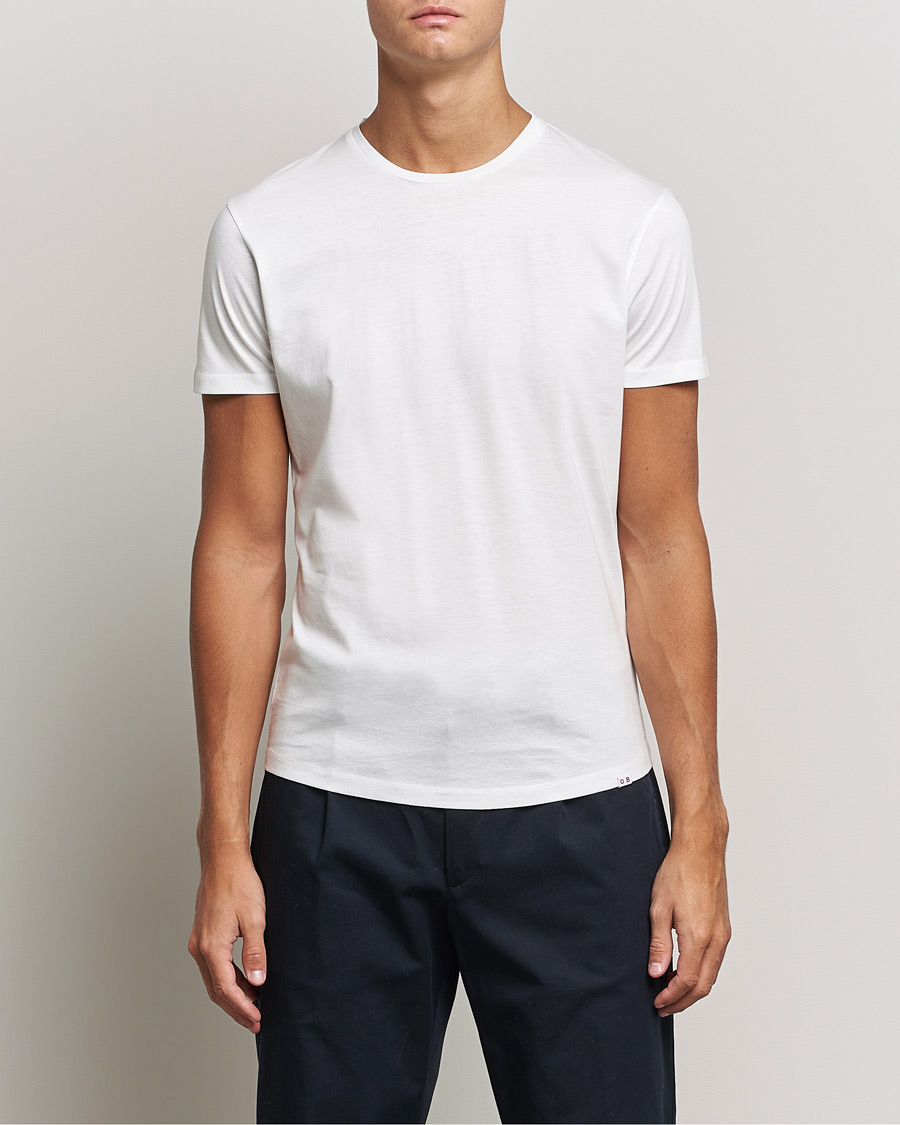 Men | Short Sleeve T-shirts | Orlebar Brown | OB Crew Neck Mercerised Cotton Tee White