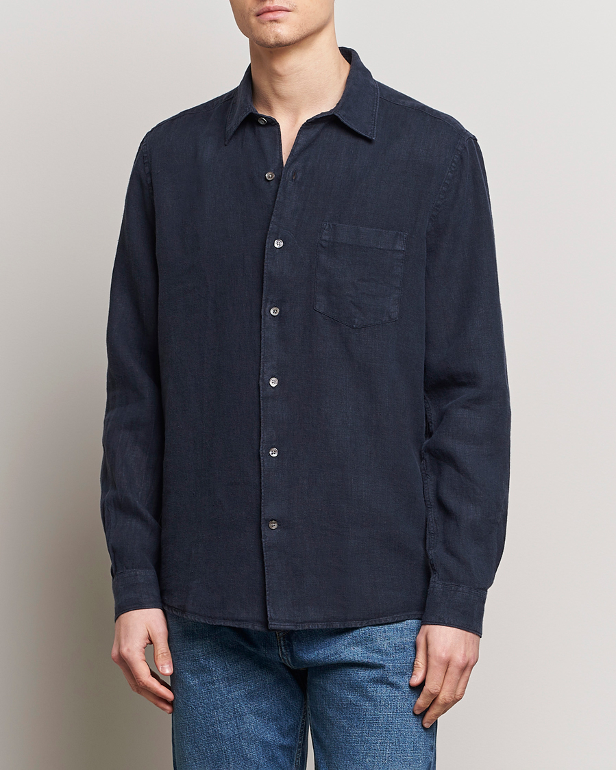 Men | A Day's March | A Day's March | Abu Linen Shirt Navy