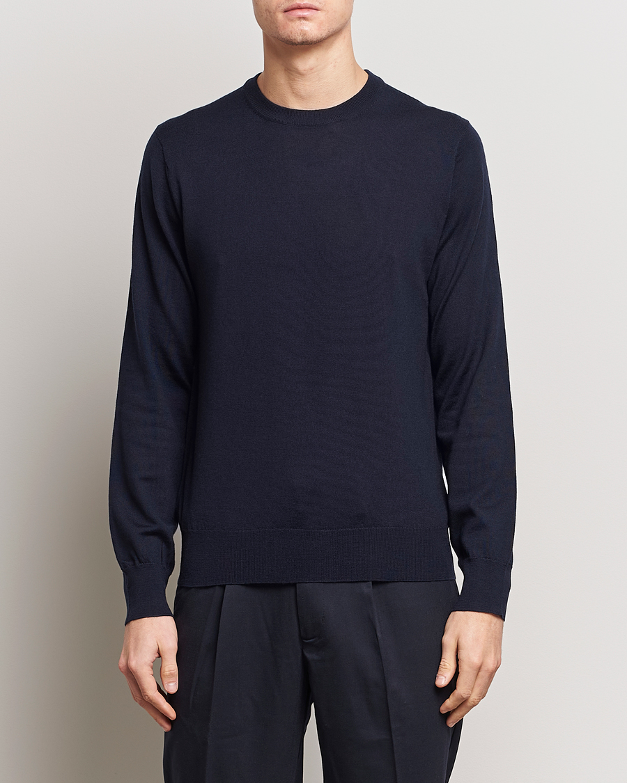 Men | Formal Wear | Filippa K | Merino Round Neck Sweater Navy