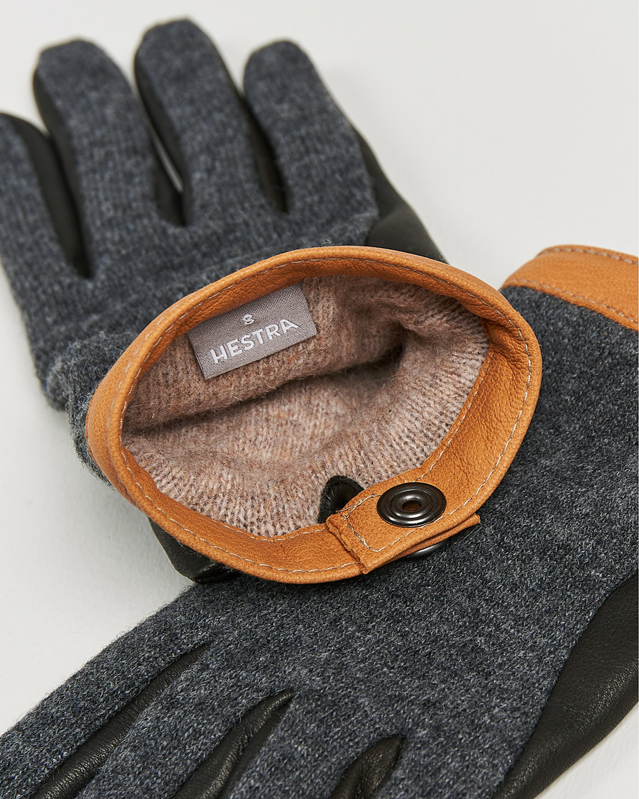 Men | Hestra | Hestra | Deerskin Wool Tricot Glove Grey/Black