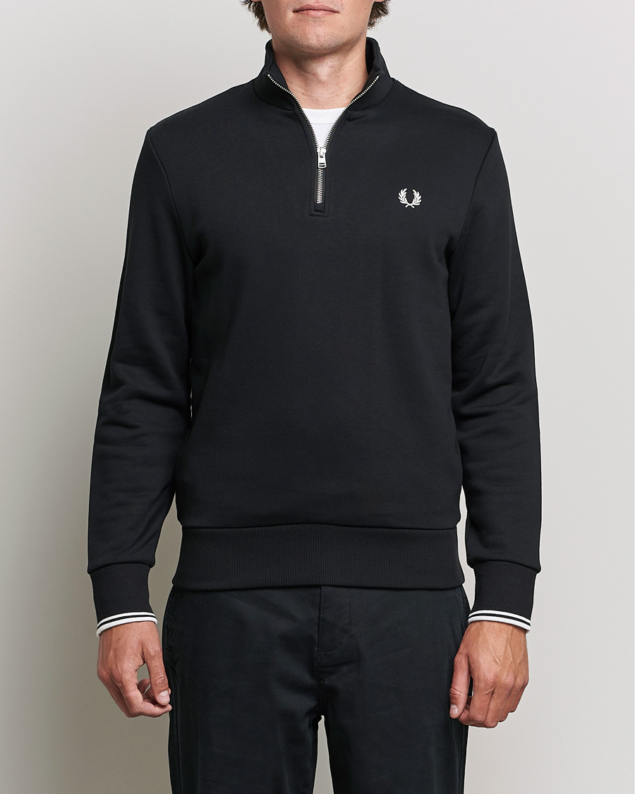 Men | Clothing | Fred Perry | Half Zip Sweatshirt Black