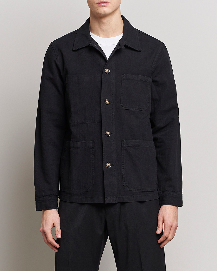 Men | Shirt Jackets | A Day\'s March | Original Herringbone Overshirt Regular Fit Black