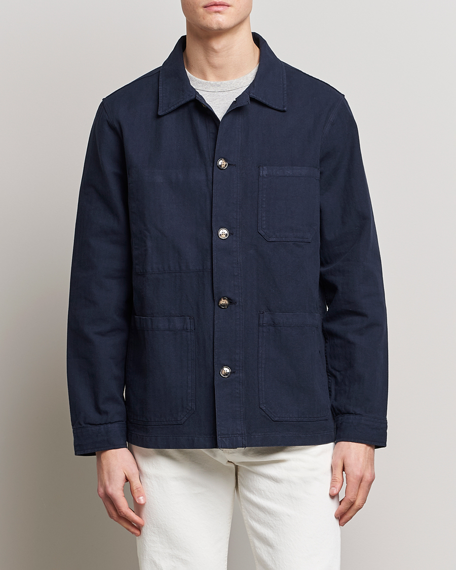 Men | Shirt Jackets | A Day\'s March | Original Herringbone Overshirt Regular Fit Navy