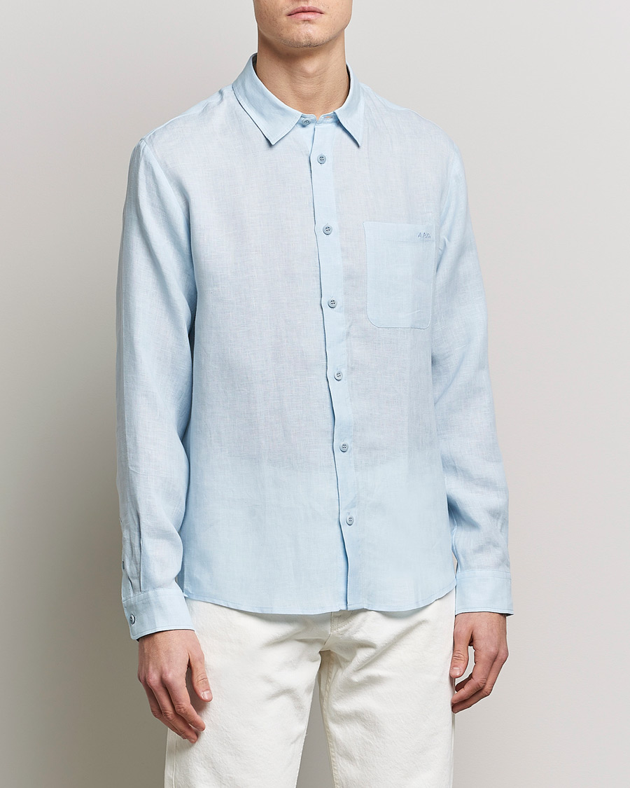 Men | The Linen Closet | A.P.C. | Cassel Linen Shirt Light Blue