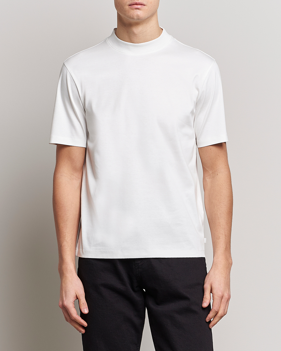 Men | J.Lindeberg | J.Lindeberg | Ace Mock Neck Mercerized Cotton T-Shirt White