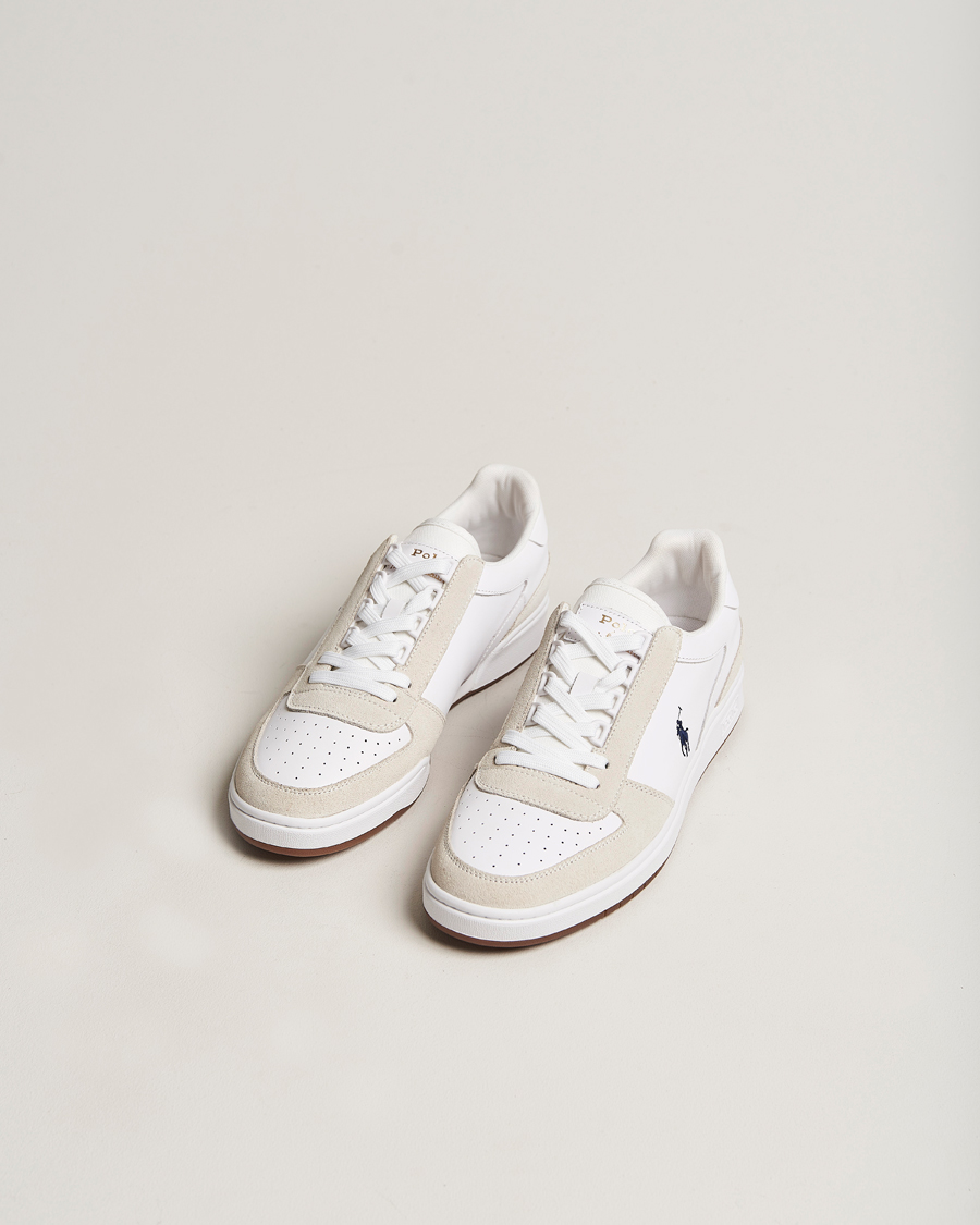 Men | Shoes | Polo Ralph Lauren | CRT Leather/Suede Sneaker White/Beige