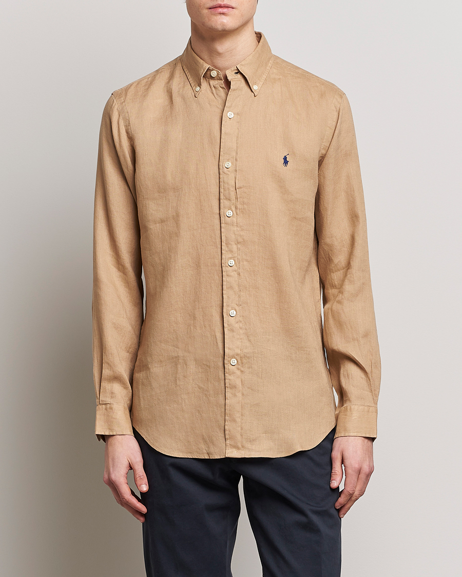 Men | Clothing | Polo Ralph Lauren | Custom Fit Linen Button Down Vintage Khaki