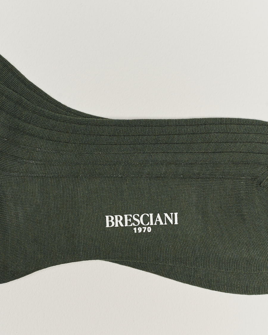 Men | Formal Wear | Bresciani | Wool/Nylon Ribbed Short Socks Green