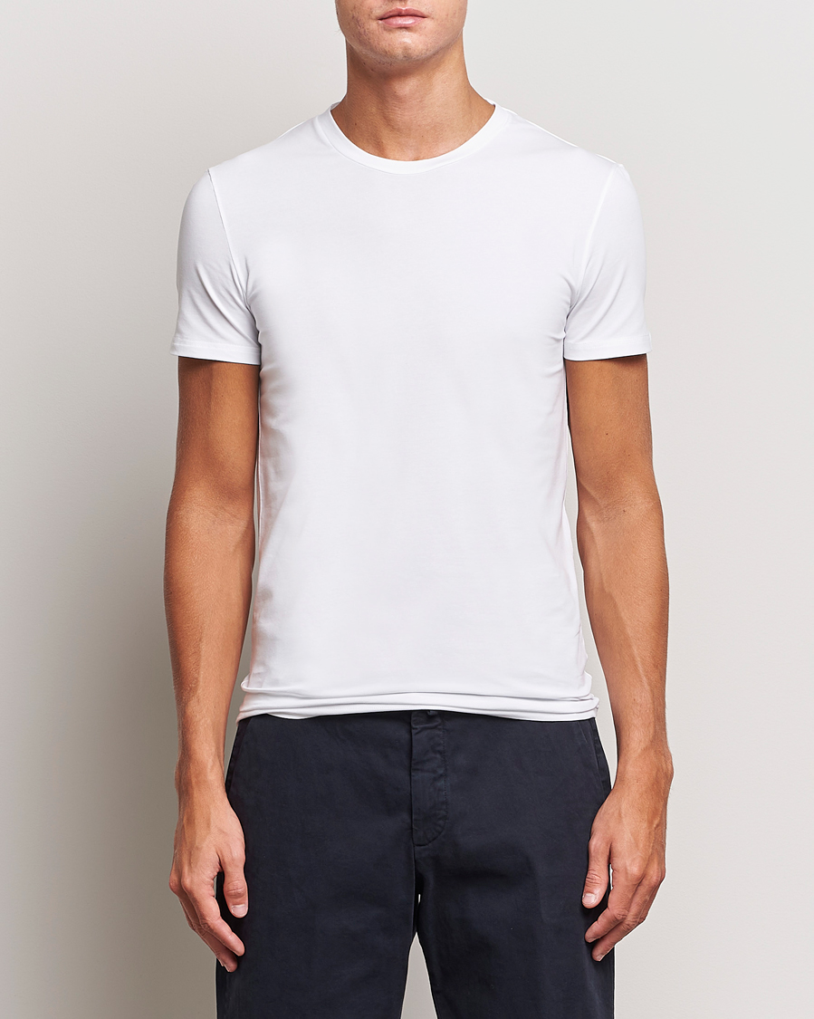 Men |  | Zegna | Stretch Cotton Round Neck T-Shirt White