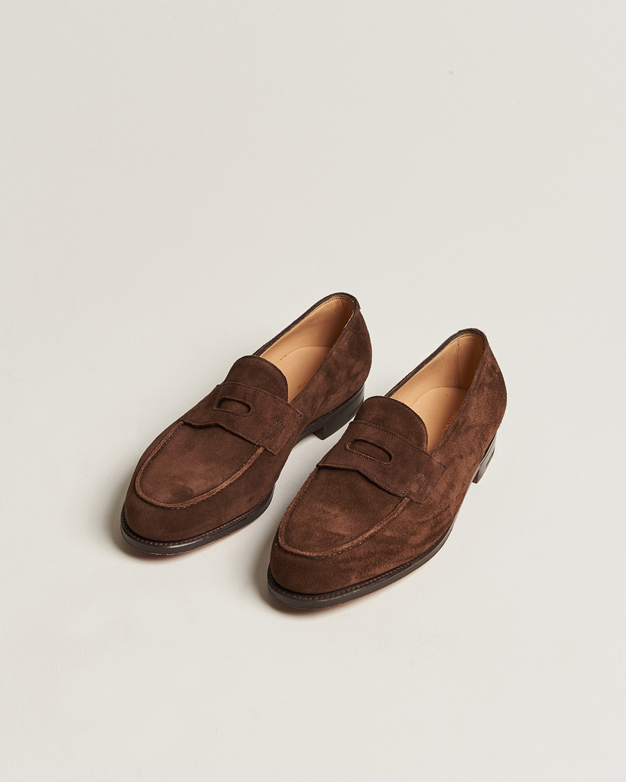 Men | Shoes | John Lobb | Lopez Penny Loafer Dark Brown Suede