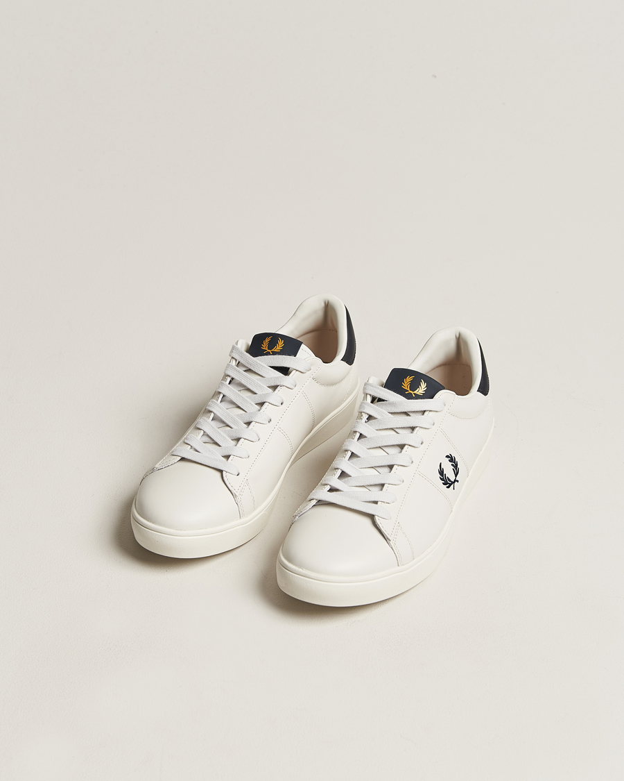 Men | Shoes | Fred Perry | Spencer Leather Sneakers Porcelain/Navy
