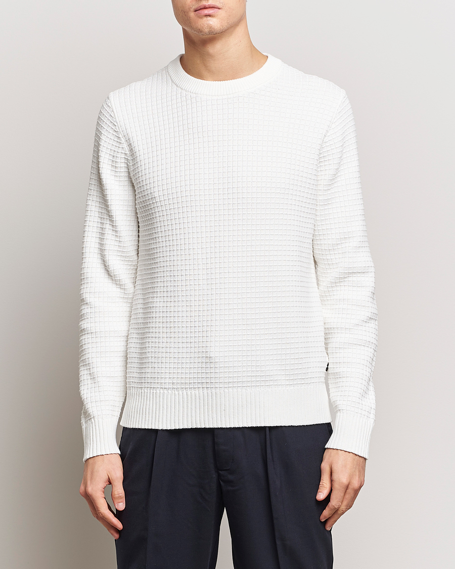 Men | Knitted Jumpers | J.Lindeberg | Archer Structure Sweater Cloud White