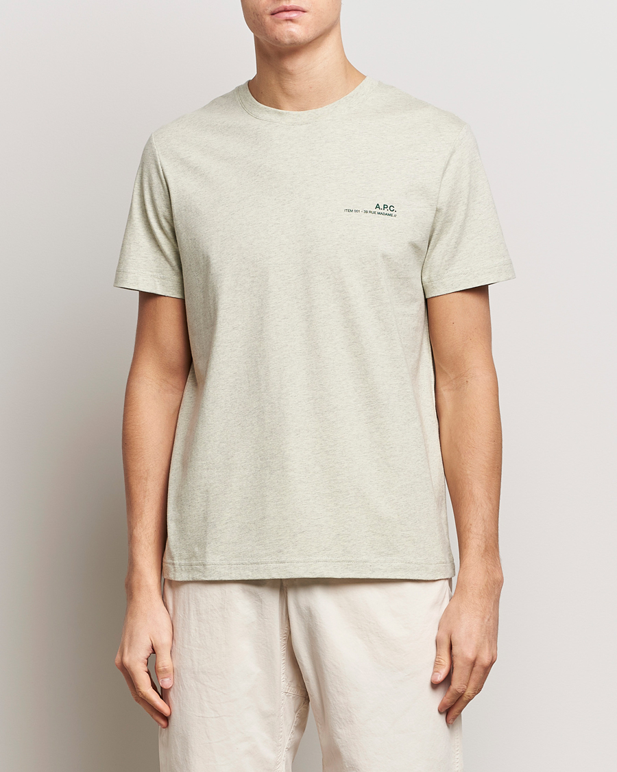 Men | Short Sleeve T-shirts | A.P.C. | Item T-Shirt Vert Pale Chine