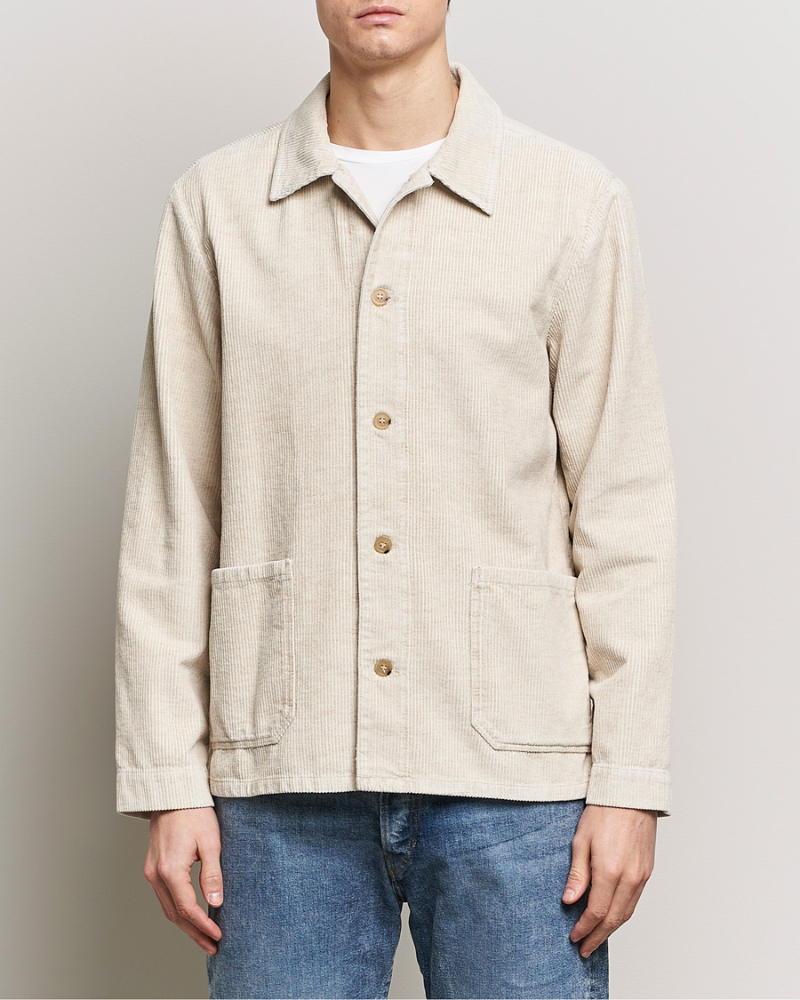 Men | Loyalty Offer | A.P.C. | Kerlouan Cotton/Linen Corduroy Shirt Jacket Ecru