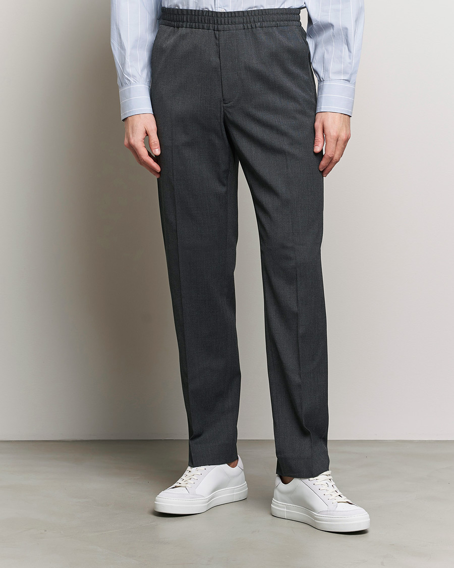 Men | Filippa K | Filippa K | Relaxed Terry Wool Trousers Dark Grey Melange