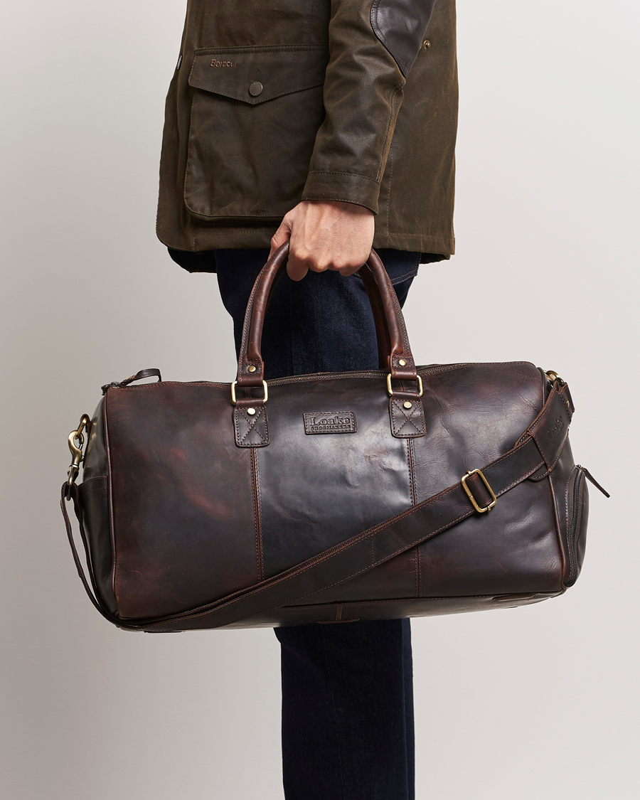 Men |  | Loake 1880 | Devon Leather Travel Bag Dark Brown