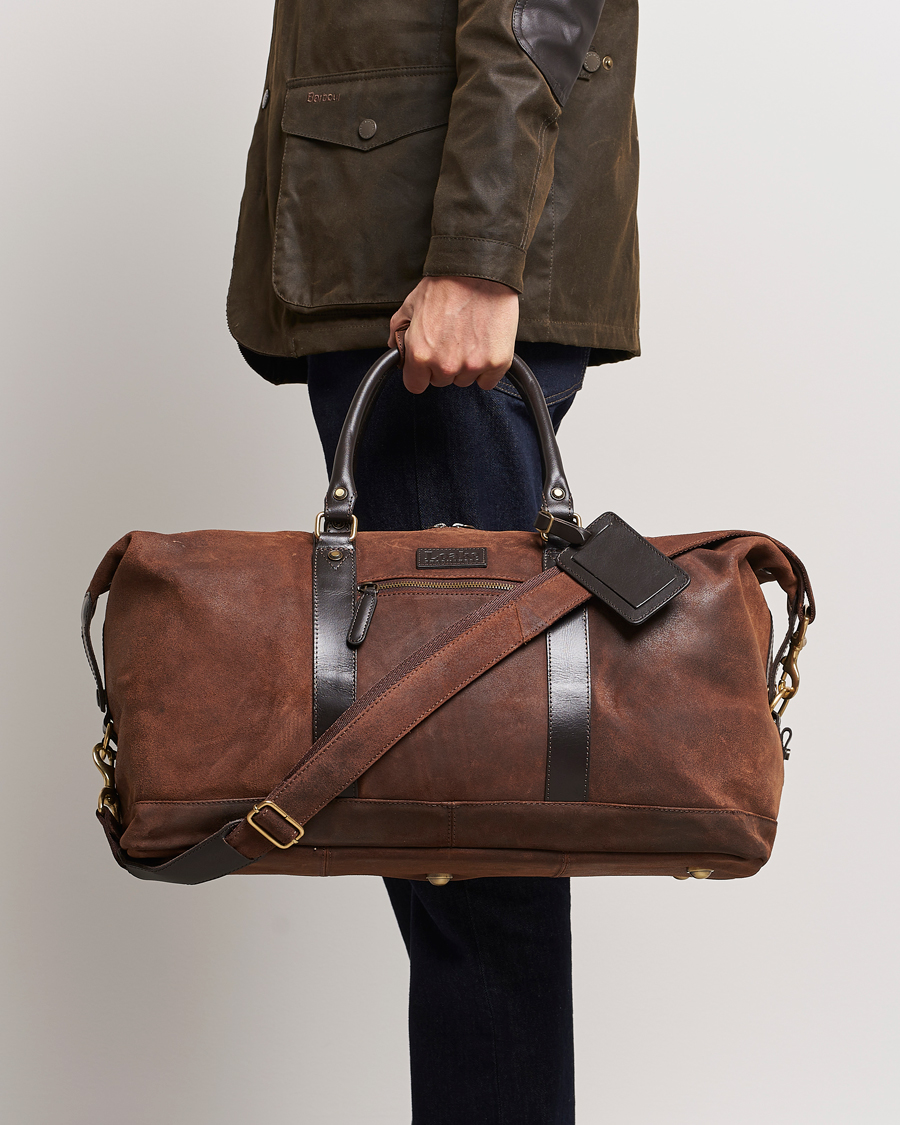 Men | Accessories | Loake 1880 | Cornwall Brushed Suede Travel Bag Brown