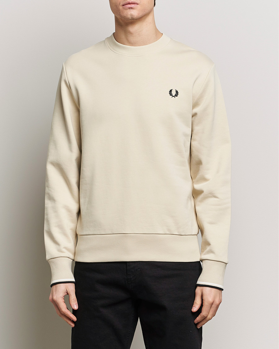 Men | Clothing | Fred Perry | Crew Neck Sweatshirt Oatmeal