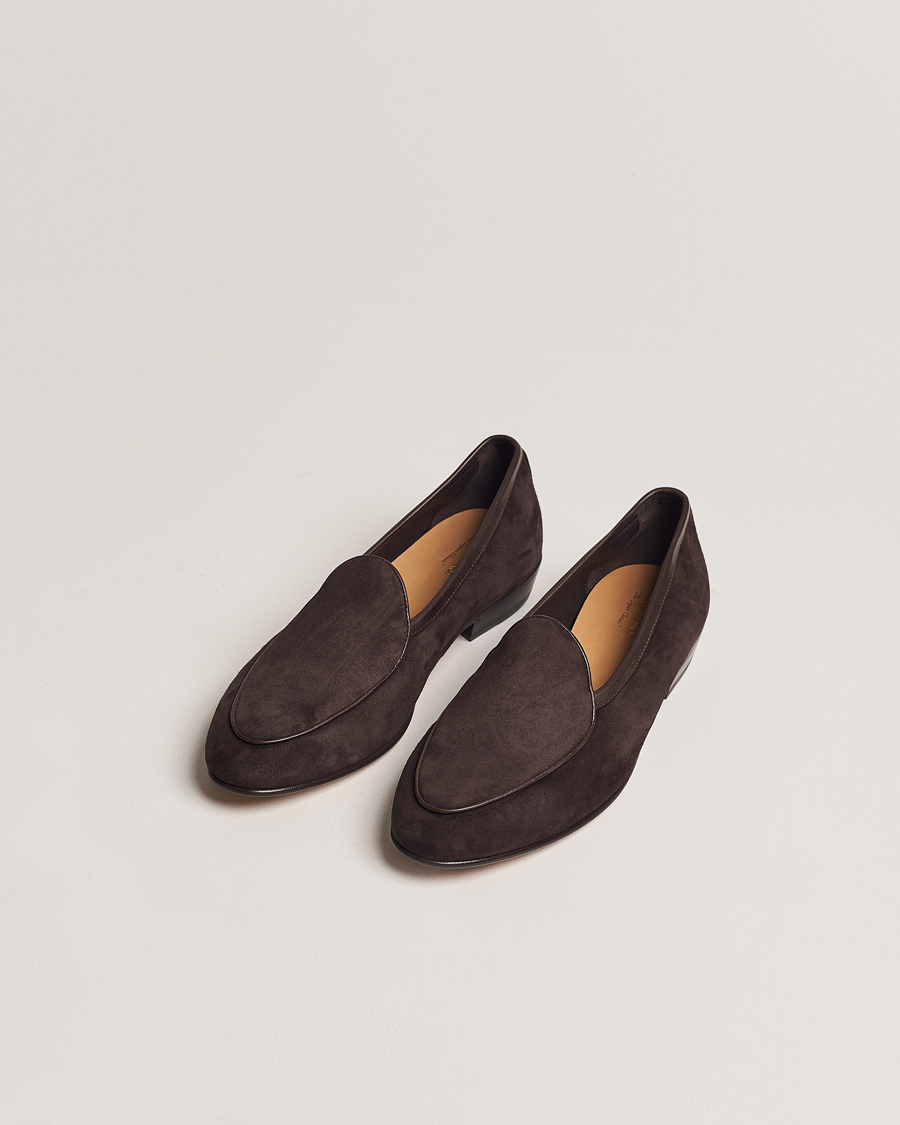 Men | Shoes | Baudoin & Lange | Sagan Classic Loafers Dark Brown Suede
