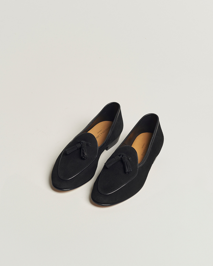 Men | Shoes | Baudoin & Lange | Sagan Classic Tassel Loafers Black Suede