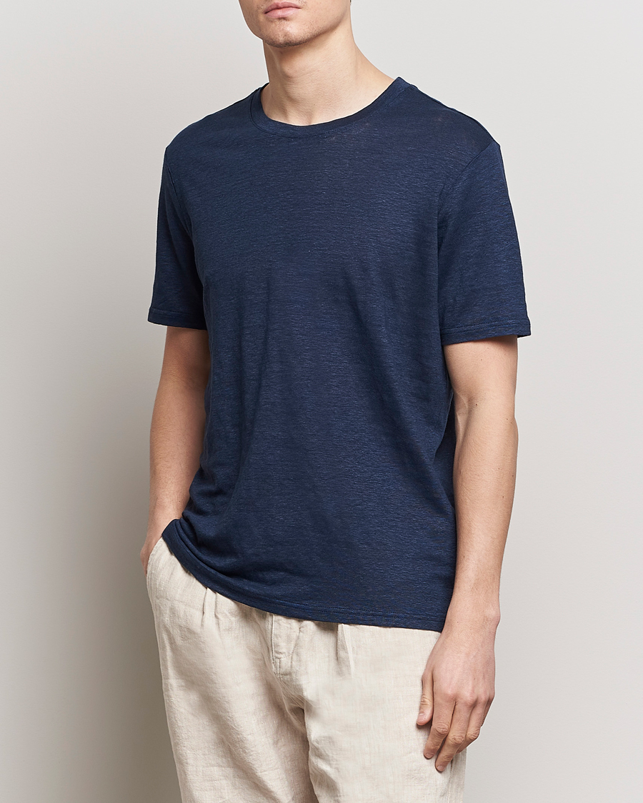 Men | New Brands | KnowledgeCotton Apparel | Organic Linen T-Shirt Total Eclipse