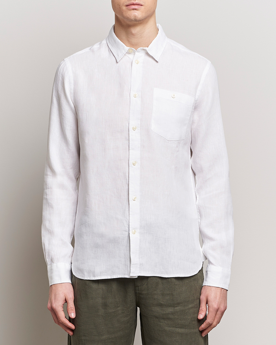 Men | Clothing | KnowledgeCotton Apparel | Regular Linen Shirt Bright White