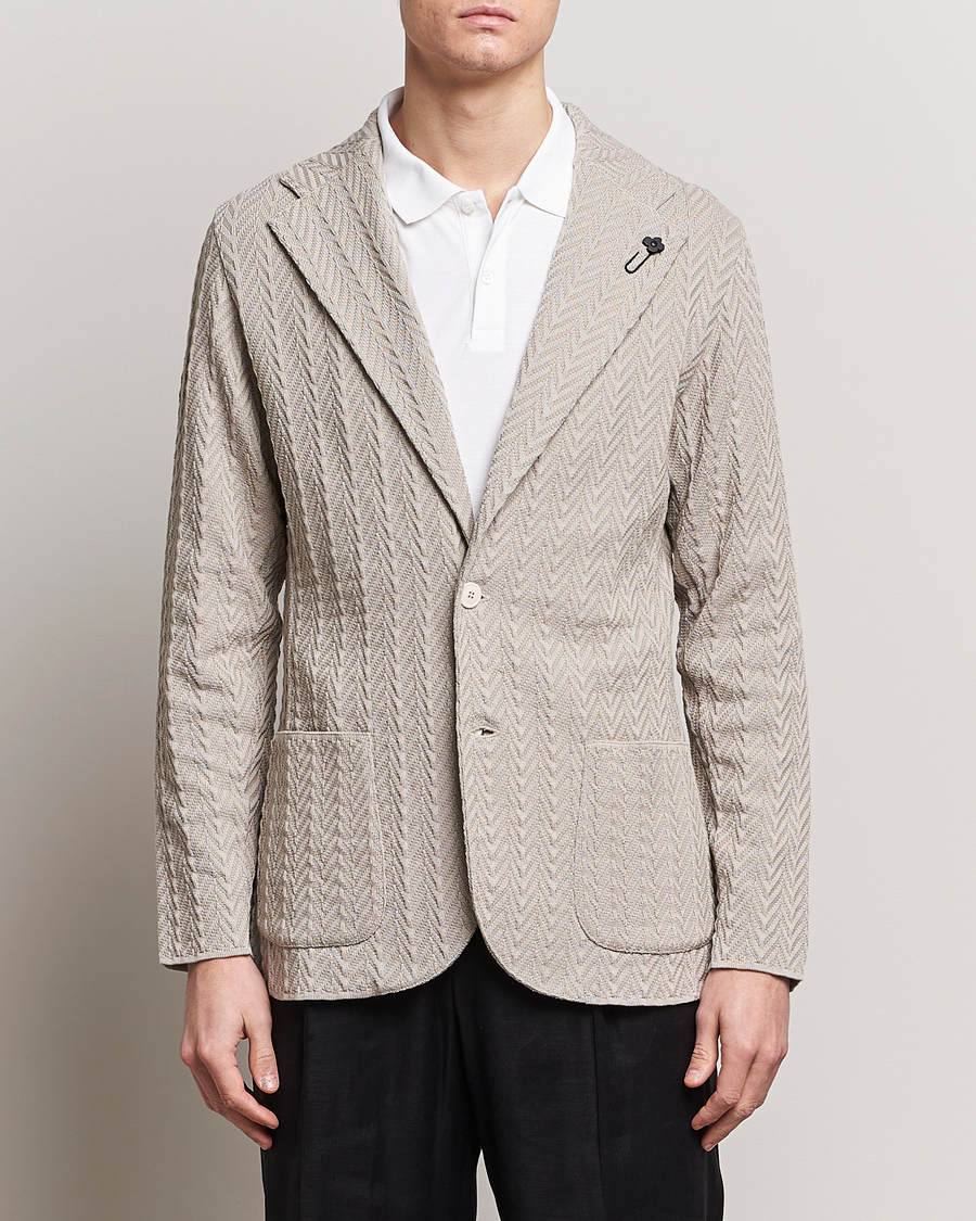 Men | Knitted Blazers | Lardini | Knitted Structure Cotton Blazer Beige