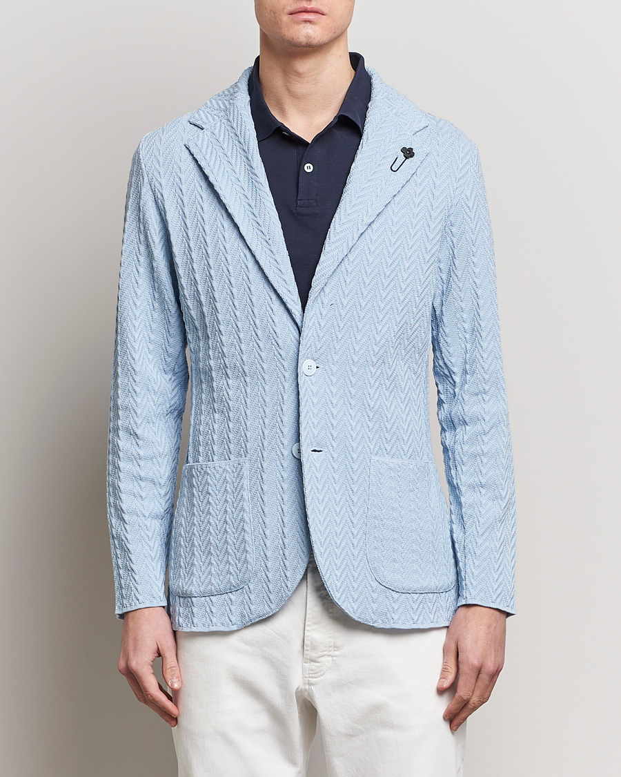 Men | Lardini | Lardini | Knitted Structure Cotton Blazer Light Blue