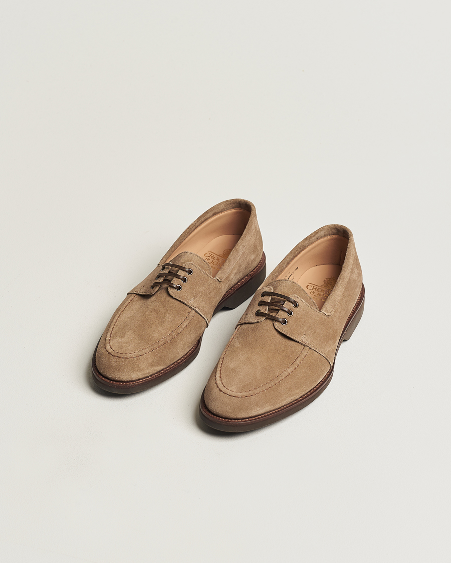 Men | Shoes | Crockett & Jones | Falmouth Deck Shoes Khaki Suede