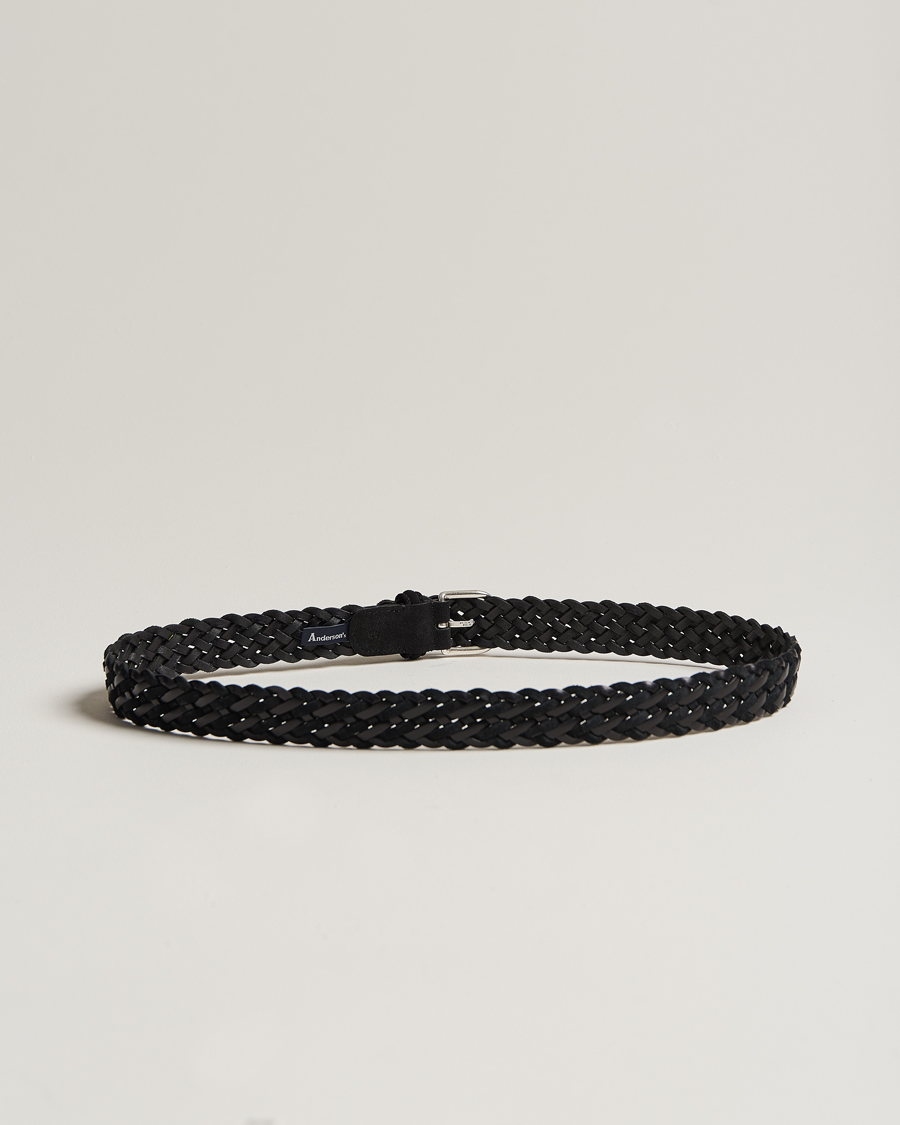 Men | Anderson's | Anderson\'s | Woven Suede/Leather Belt 3 cm Black