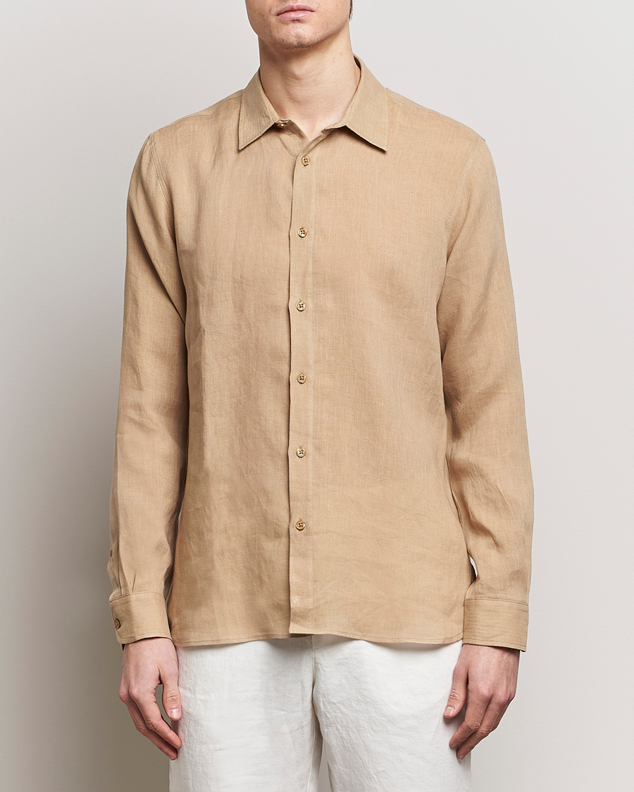 Men | Clothing | Orlebar Brown | Justin Linen Shirt Biscuit