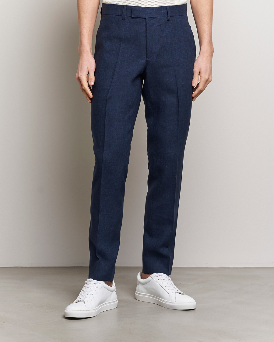 Men | Linen Trousers | J.Lindeberg | Grant Super Linen Trousers Navy