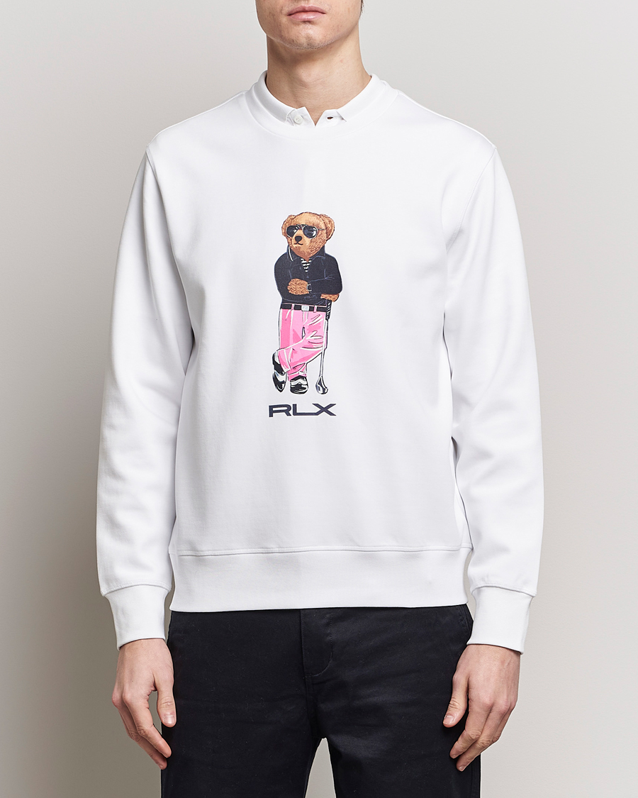 Men | Sweatshirts | RLX Ralph Lauren | Bear Golfer Double Knit Sweater Ceramic White