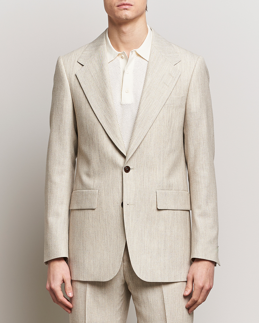 Men | Suit Jackets | Tiger of Sweden | Jon Wool/Linen Canvas Blazer Natural White