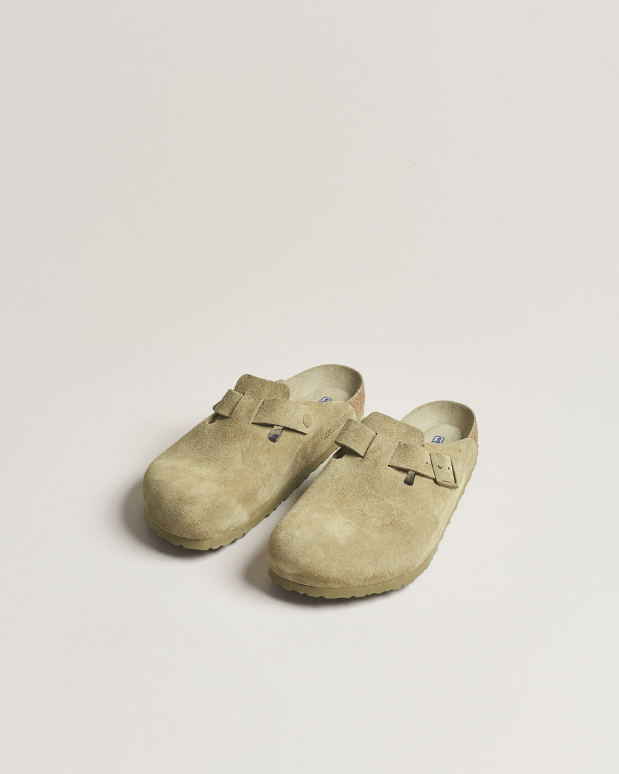 Men | Sandals & Slides | BIRKENSTOCK | Boston Soft Footbed Faded Khaki Suede