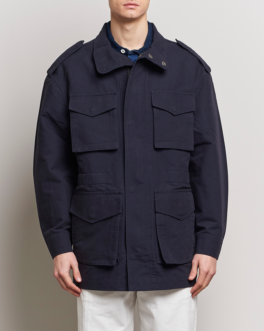 Men | Clothing | GANT | Cotton Field Jacket Evening Blue